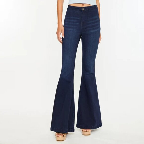 KanCan Denim - Kancan Jainey high rise flared jeans dark blue wash stretch women 27 7